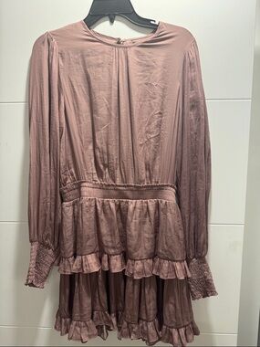 DO+BE Mauve Long-Sleeve Ruffle Mini Dress